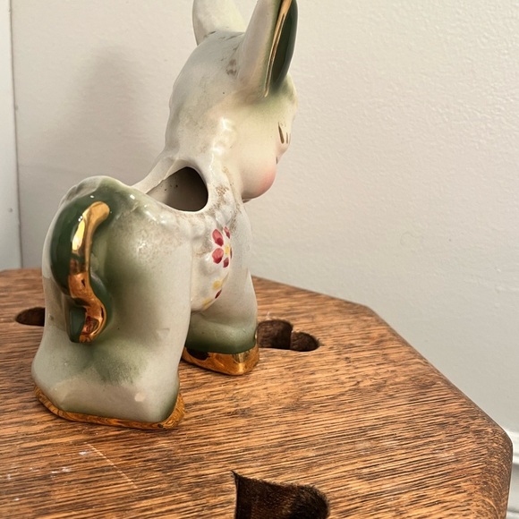 Vintage animal pot Charming Ceramic Donkey planter pot Figurine with Gold Accent - Picture 7 of 8